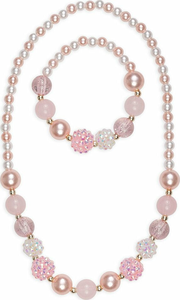 Pinky Pearl Necklace Bracelet Set