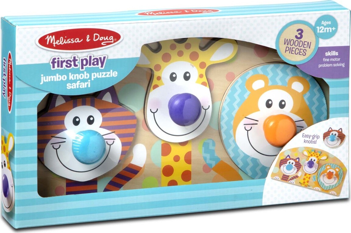 First Play Wooden Jumbo Knob Safari Animal Puzzle