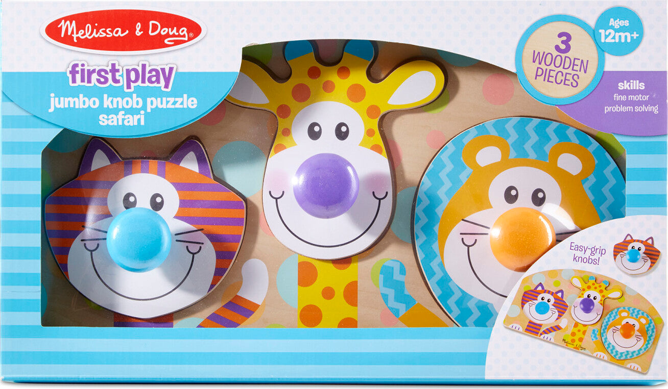 First Play Wooden Jumbo Knob Safari Animal Puzzle