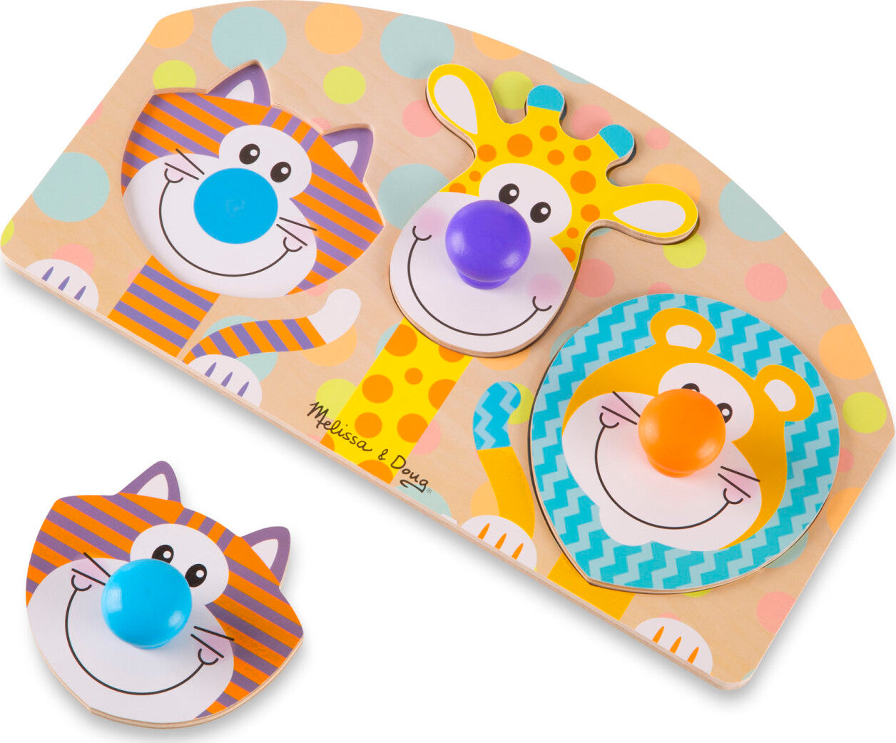 First Play Wooden Jumbo Knob Safari Animal Puzzle