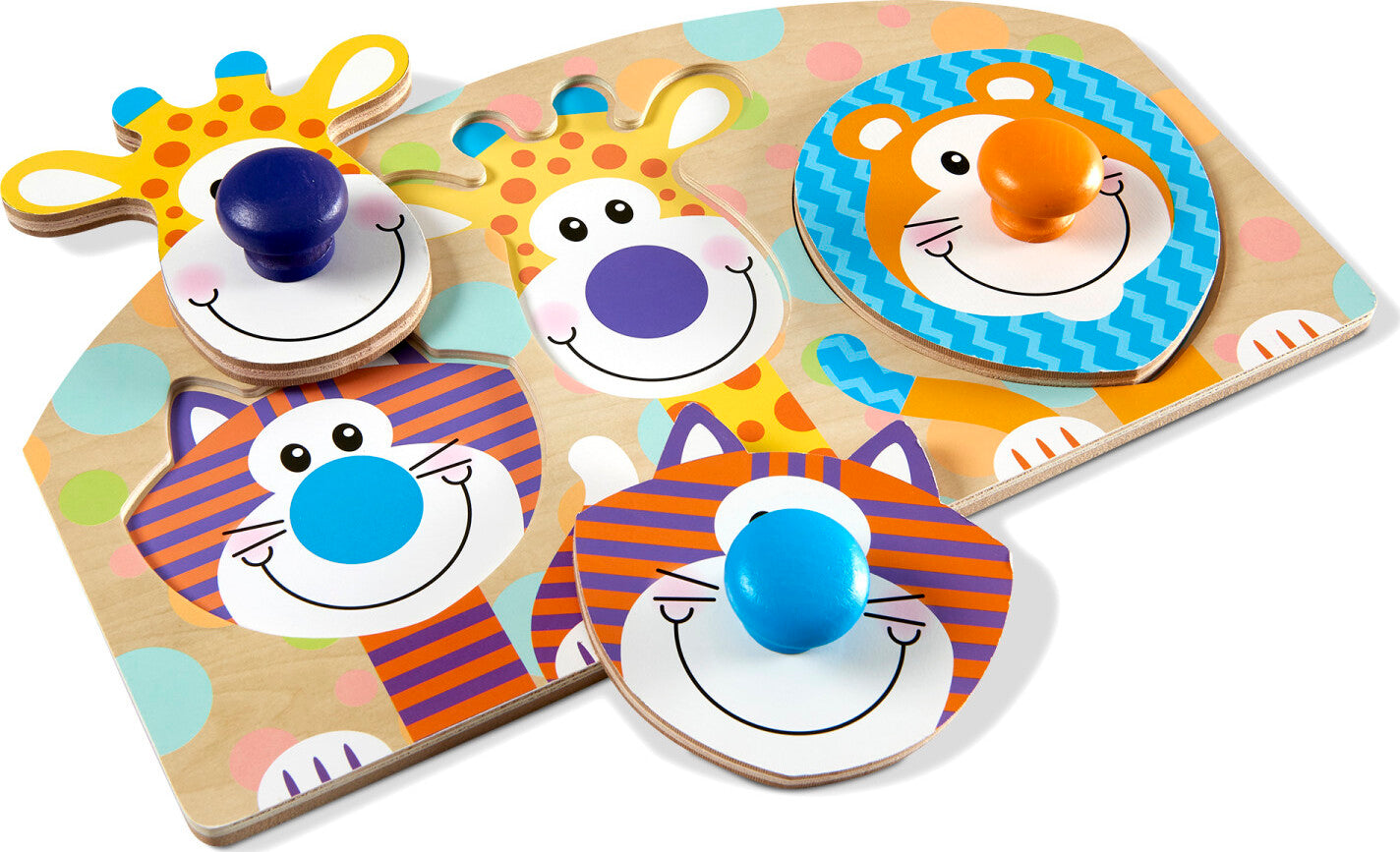 First Play Wooden Jumbo Knob Safari Animal Puzzle