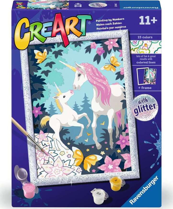 CreArt CreArt - Hello Little Unicorn - Paint by numbers for kids 11 years up