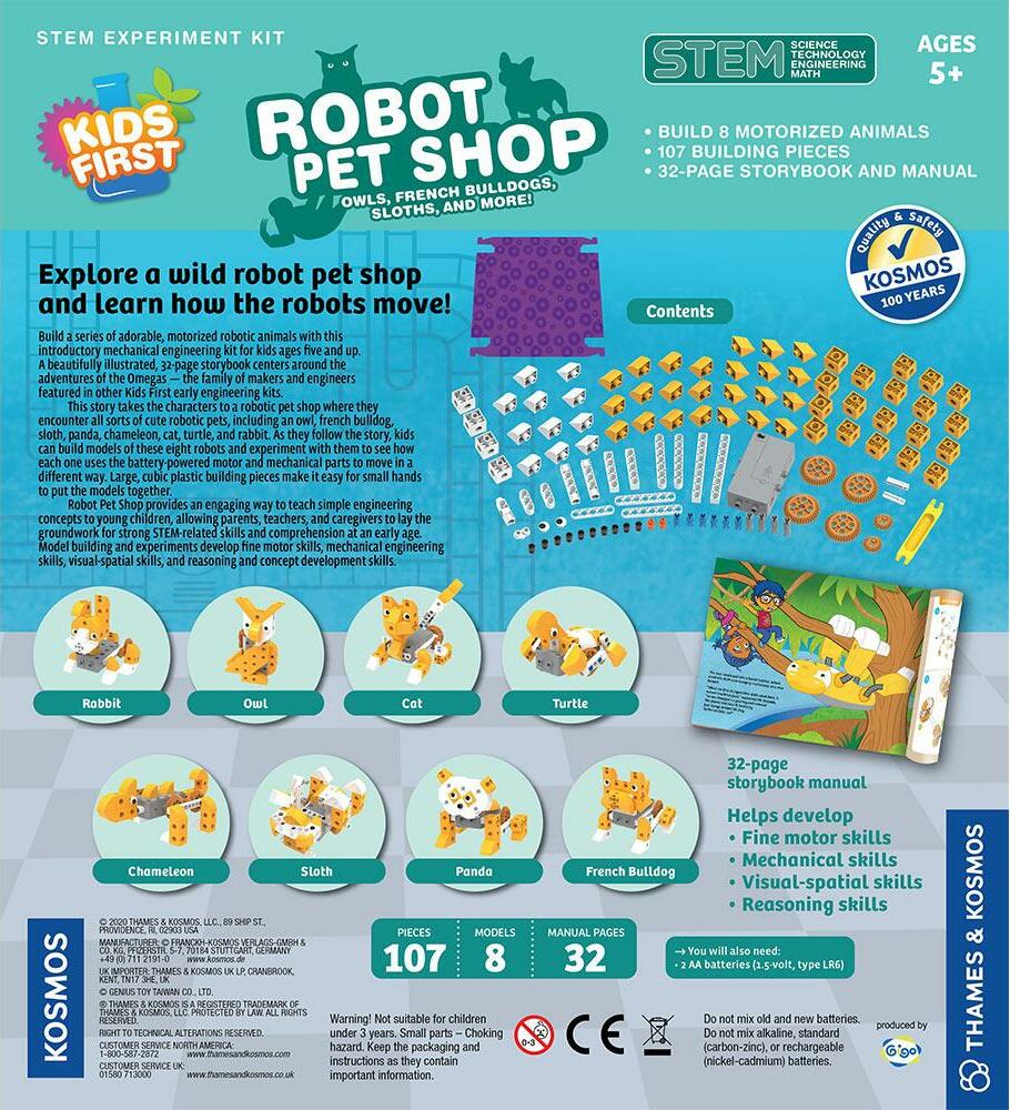 Kids First Robot Pet Shop: Owls, French Bulldogs, Sloths, And More! Age 5+