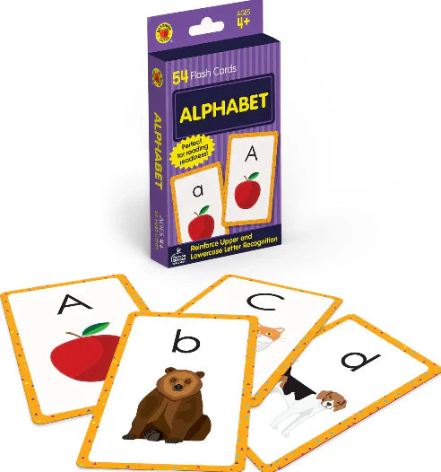 Deck of alphabet cards on table.