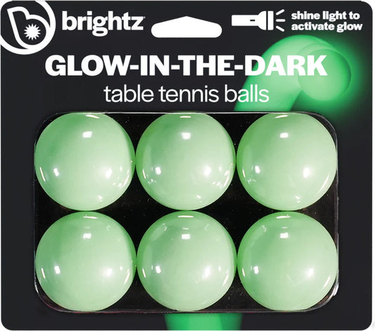 Brightz Glow-in-the-Dark Ping Pong Balls (6-Pack)