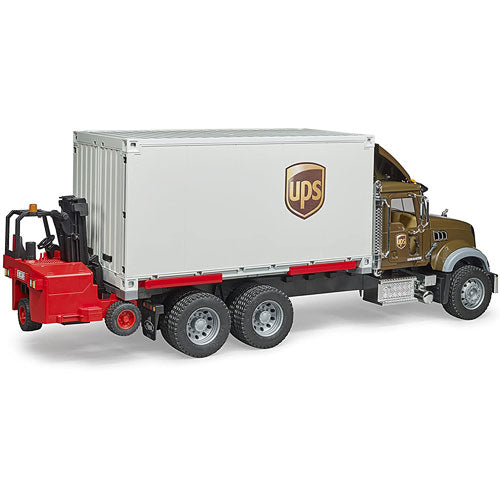 Bruder 02828 MACK Granite UPS logistics truck with forklift