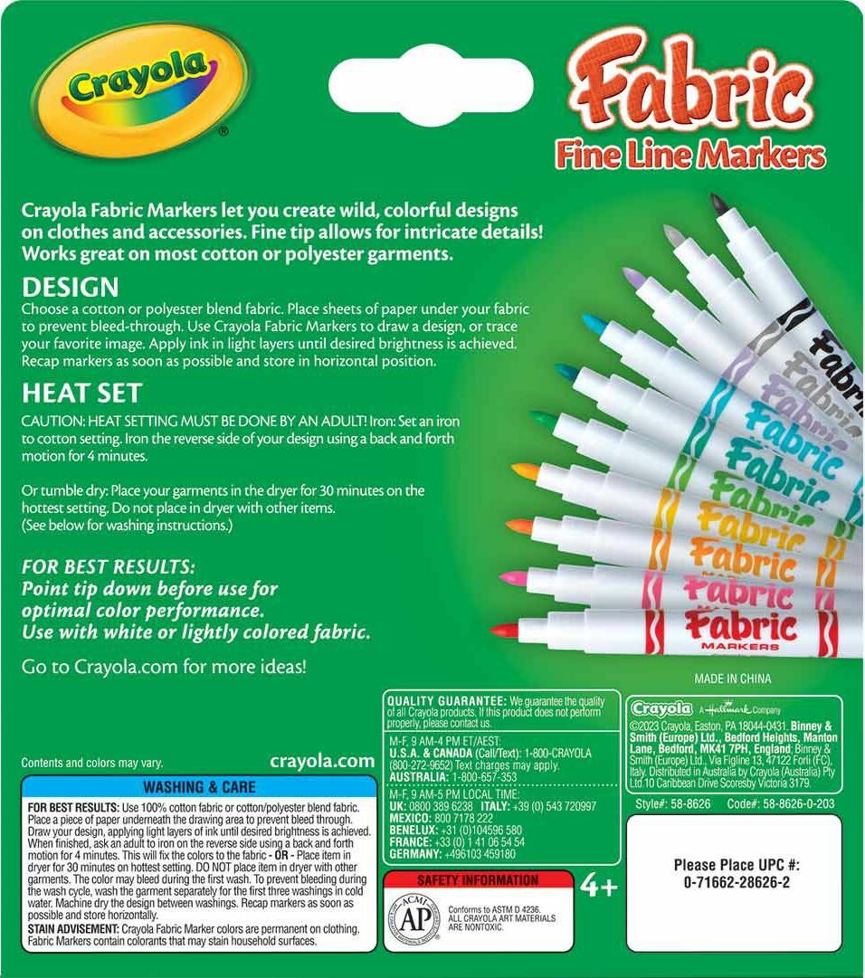 Fabric Markers - Fine Line - 10 Count