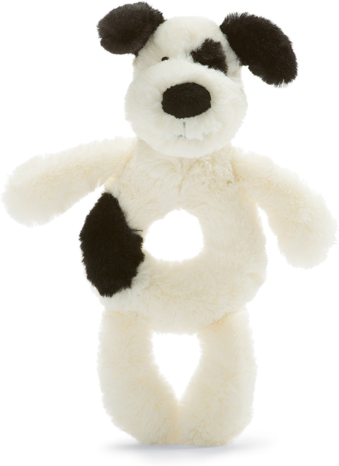 Bashful Black & Cream Puppy Ring Rattle