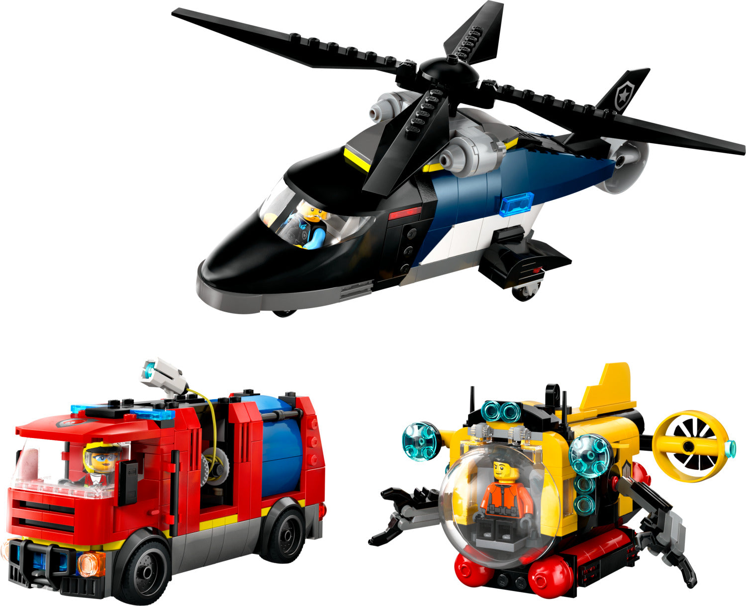 LEGO City Great Vehicles: Helicopter, Fire Truck & Submarine Remix