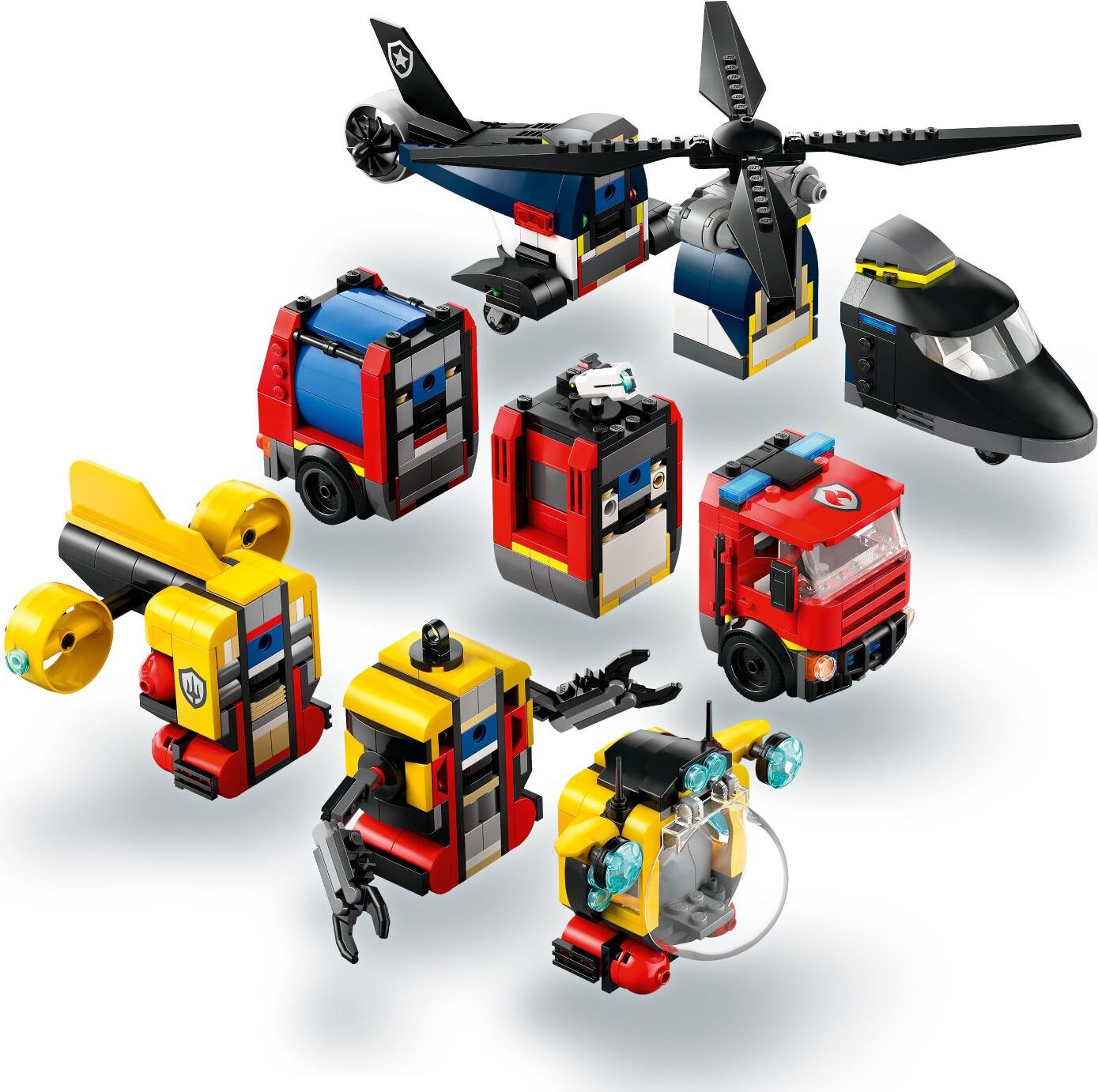 LEGO City Great Vehicles: Helicopter, Fire Truck & Submarine Remix