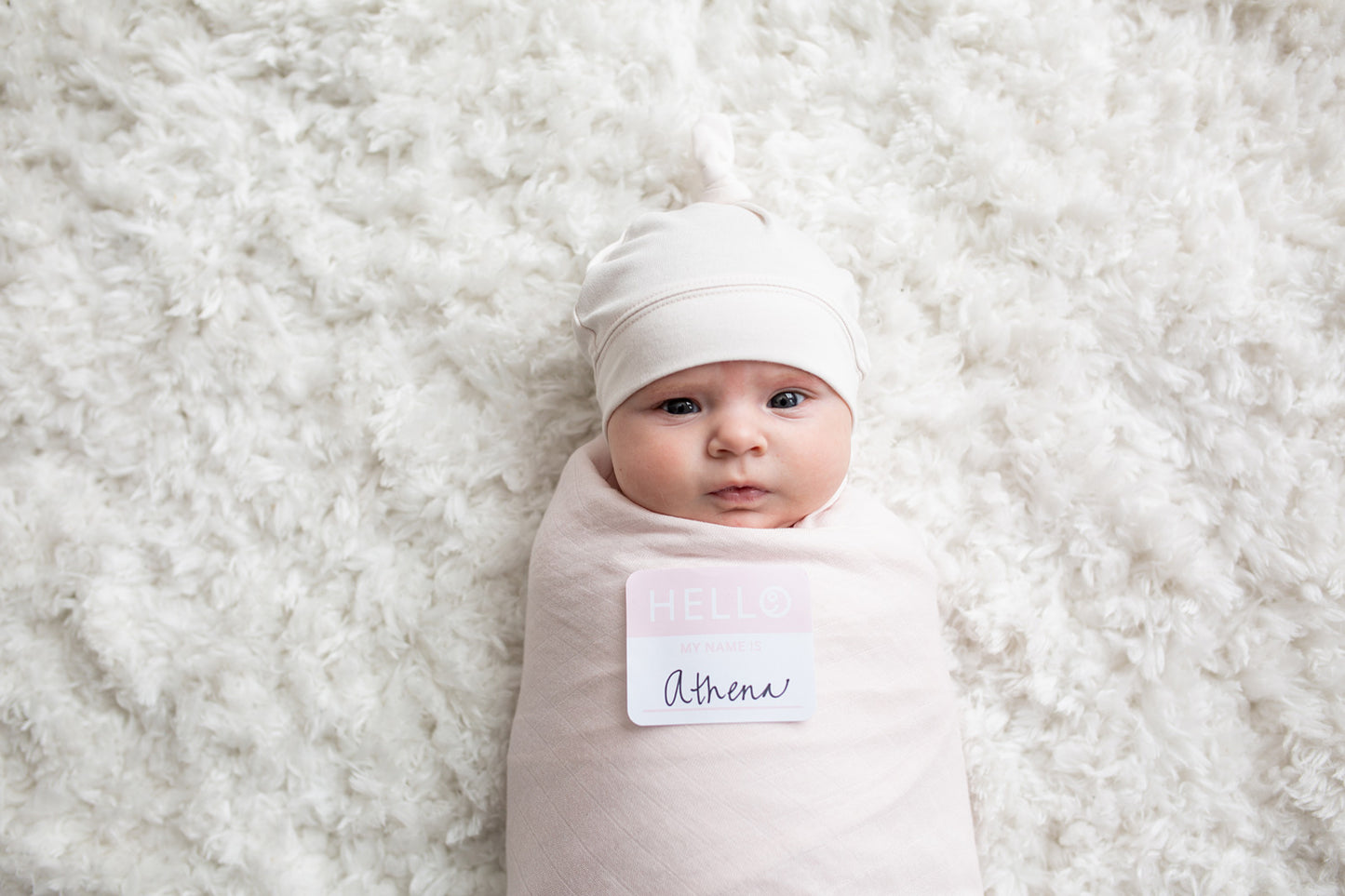 Hello World Hat & Swaddle Set - Baby Pink