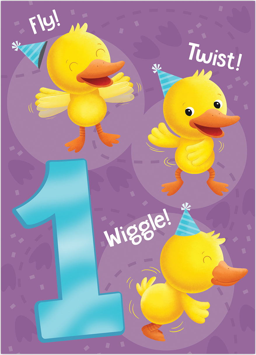 Age 1 Duck Foil Birthday Card