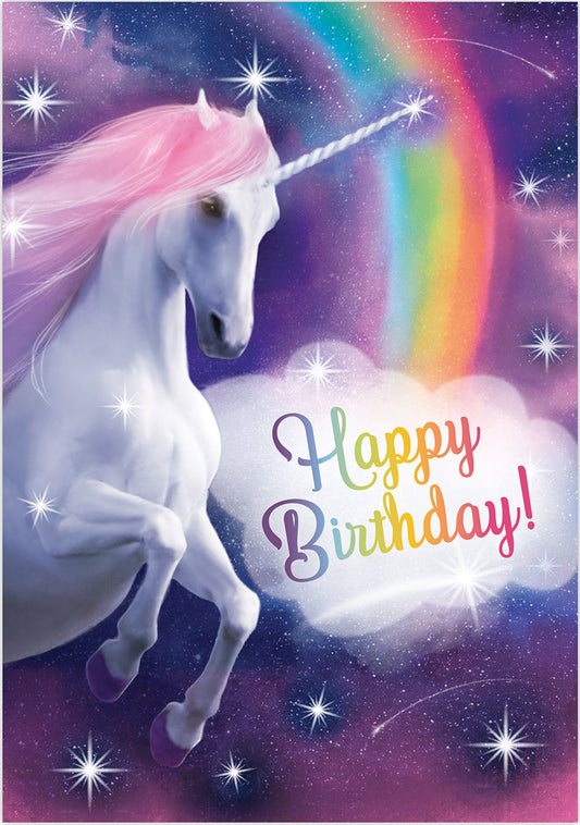 Realistic Unicorn Glitter Birthday Card