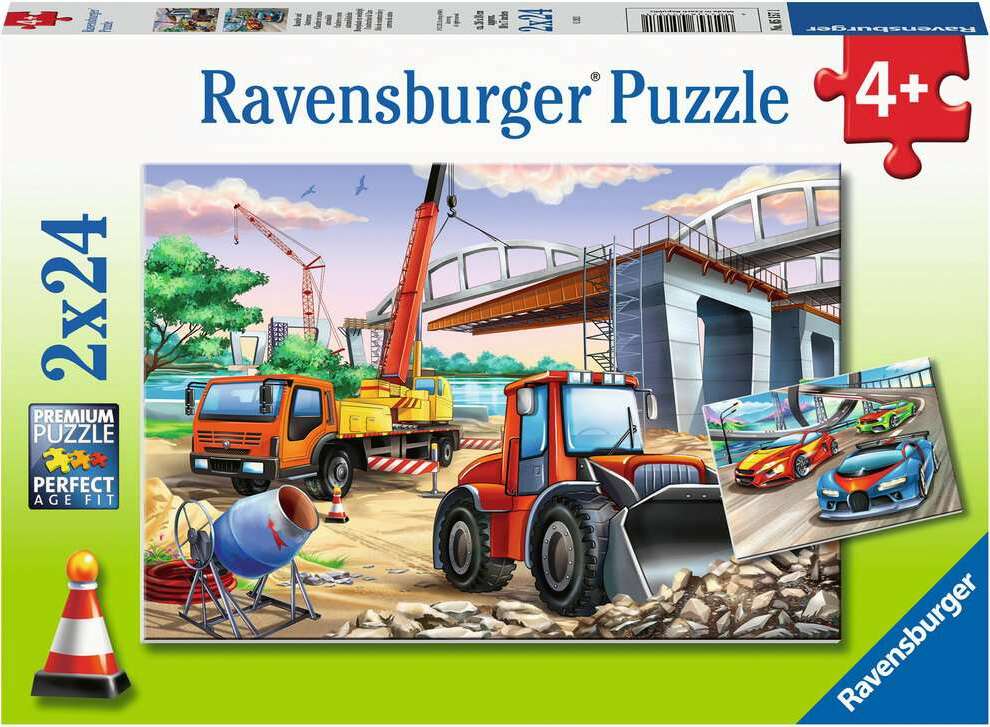 2x24 Pc Construction And Cars Puzzle