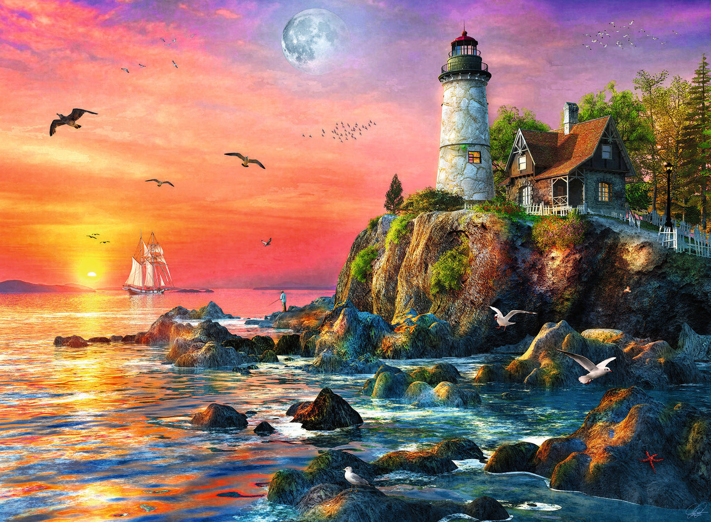 500 Pc Lighthouse At Sunset Puzzle