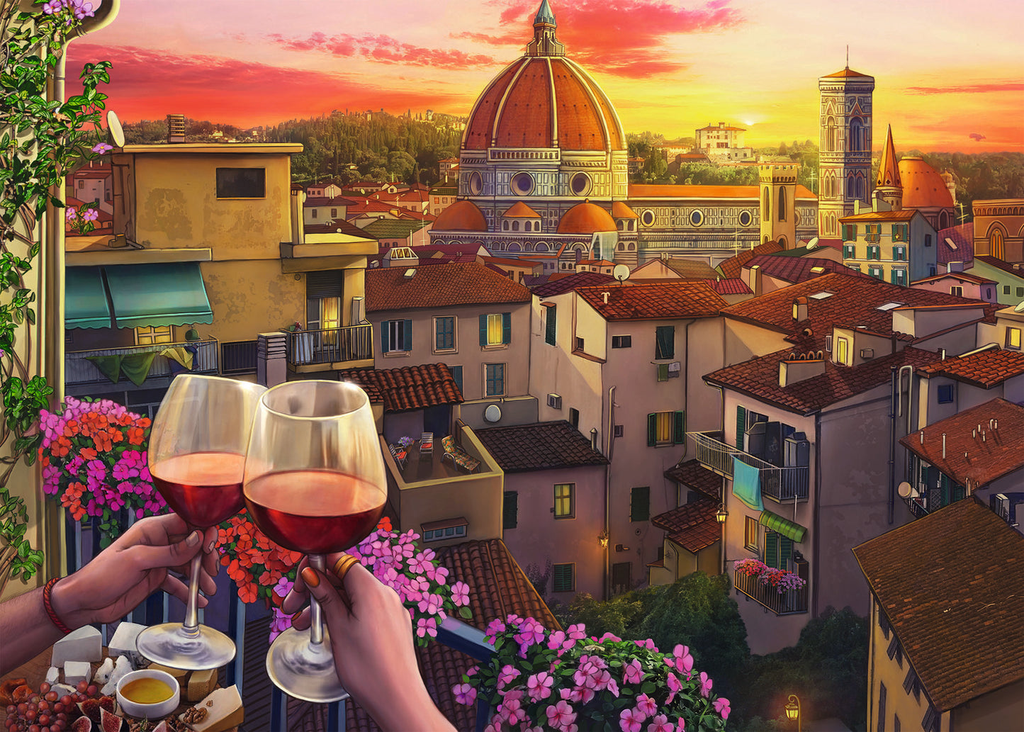 500 pc Cozy Wine Terrace Puzzle