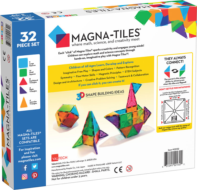 Magna-Tiles® Clear Colors 32 Piece Set