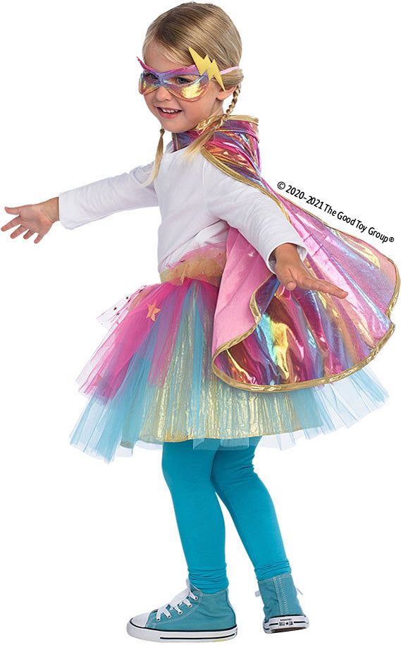 Super Duper Tutu with Cape & Mask Rainbow pastel color - size 4-6