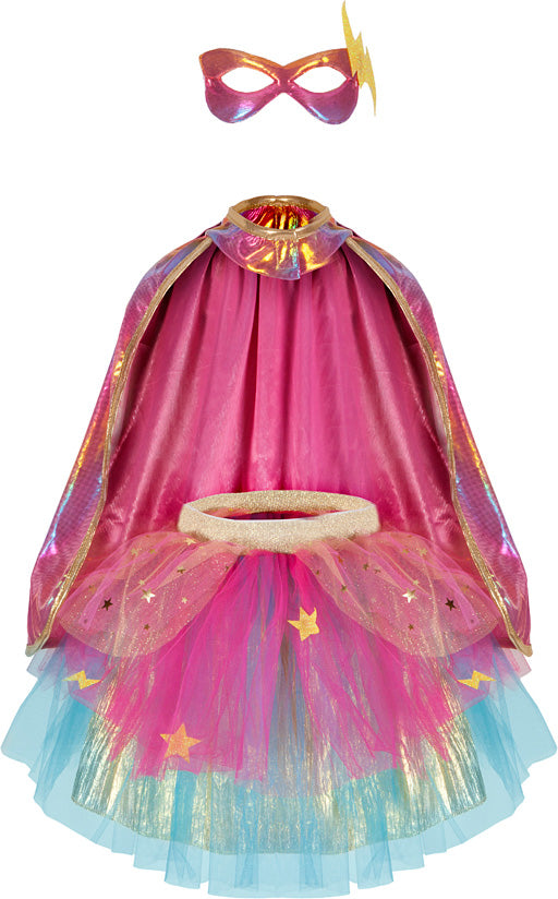 Super Duper Tutu with Cape & Mask Rainbow pastel color - size 4-6