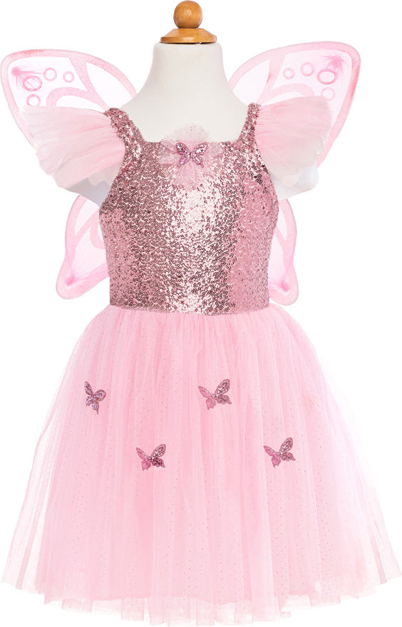 Pink Sequins Butterfly Dress & Wings