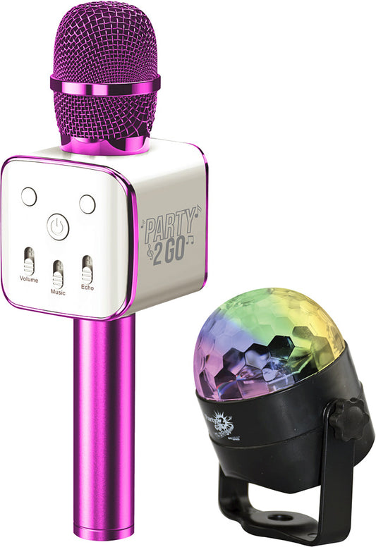 Party 2 Go Karaoke Mic & Disco Ball Combo Set