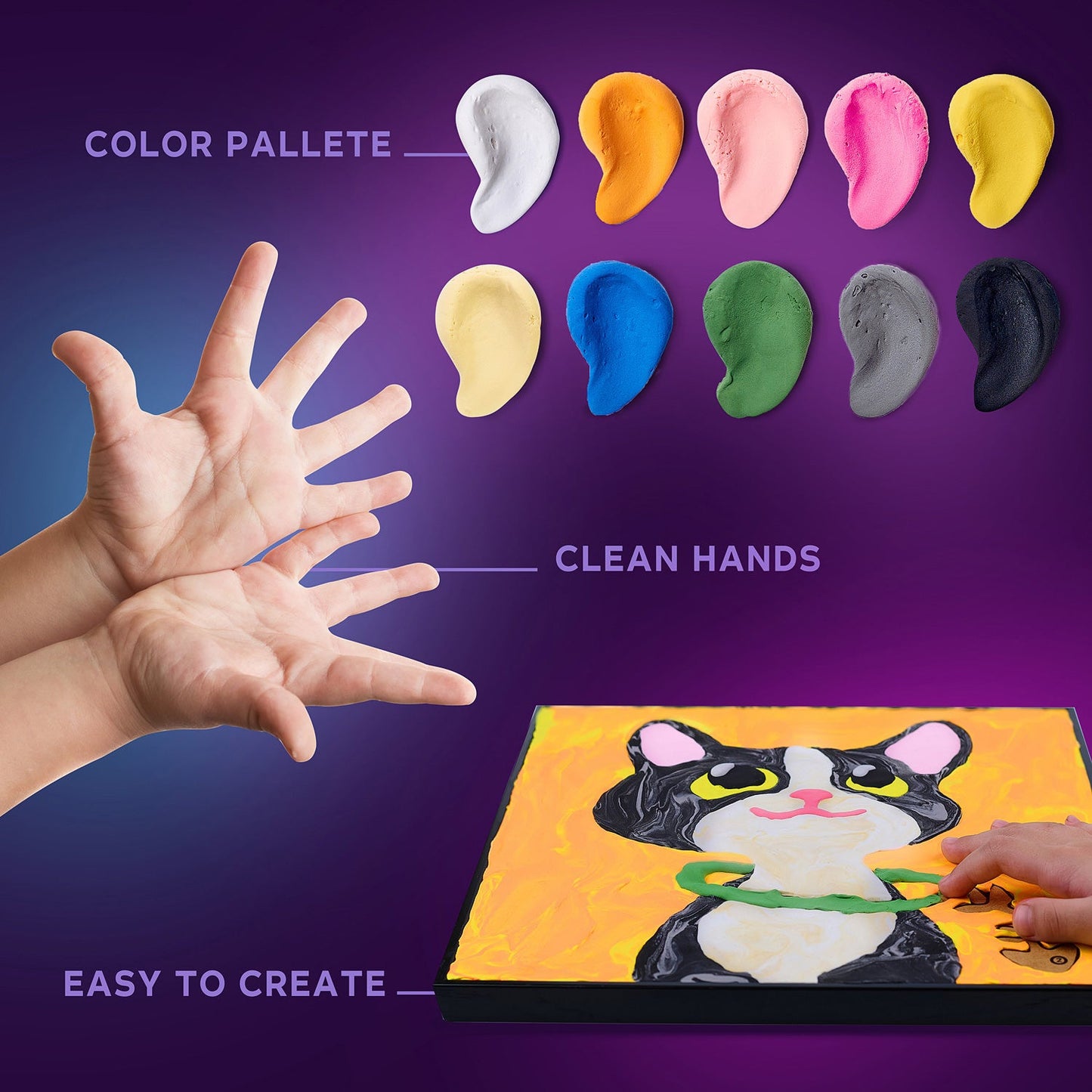 OKTO Sensory Art Coloring with Clay Set by Numbers Cat