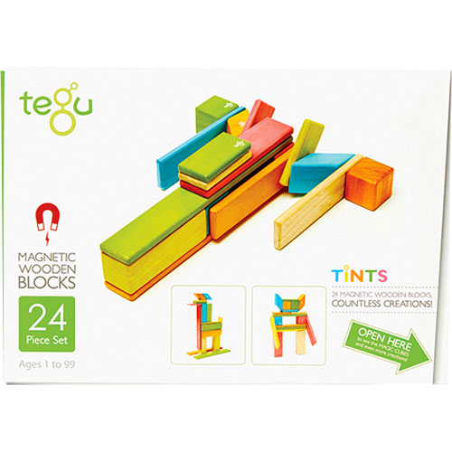 Tegu Magnetic Wooden Blocks 24 pc Tints Set