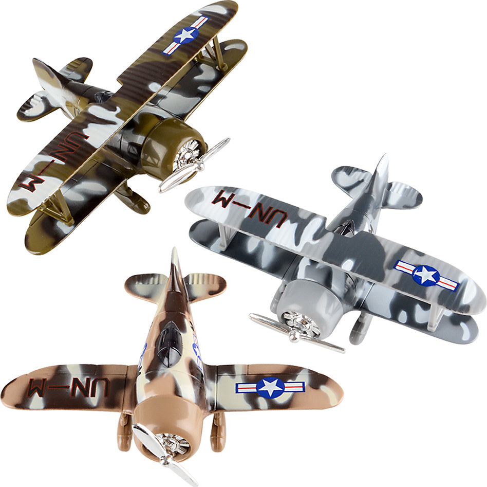 6.5" Die Cast Pull Back Camo Planes