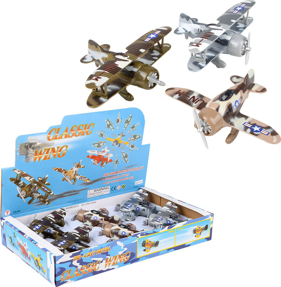 6.5" Die Cast Pull Back Camo Planes