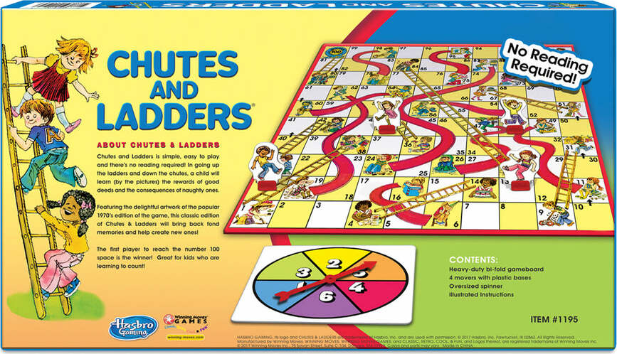 Classic Chutes and Ladders Board Game Age 4+